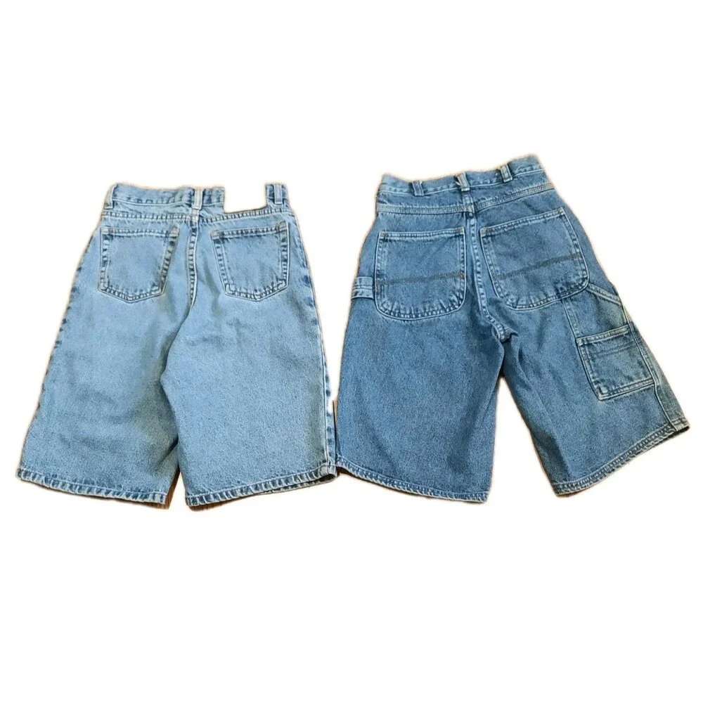 Lot of 2 Vtg Bugle Boy Jean Shorts Boys 10 Denim Carpenter/Big & Baggy Y2K 90s